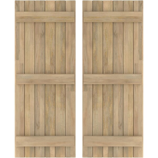 Ekena Millwork Americraft 6-Board, 3 Batten Exterior Real Wood Joined Board-n-Batten Shutters, ARW401BB621X77UNH, PR ARW401BB621X77UNH - main
